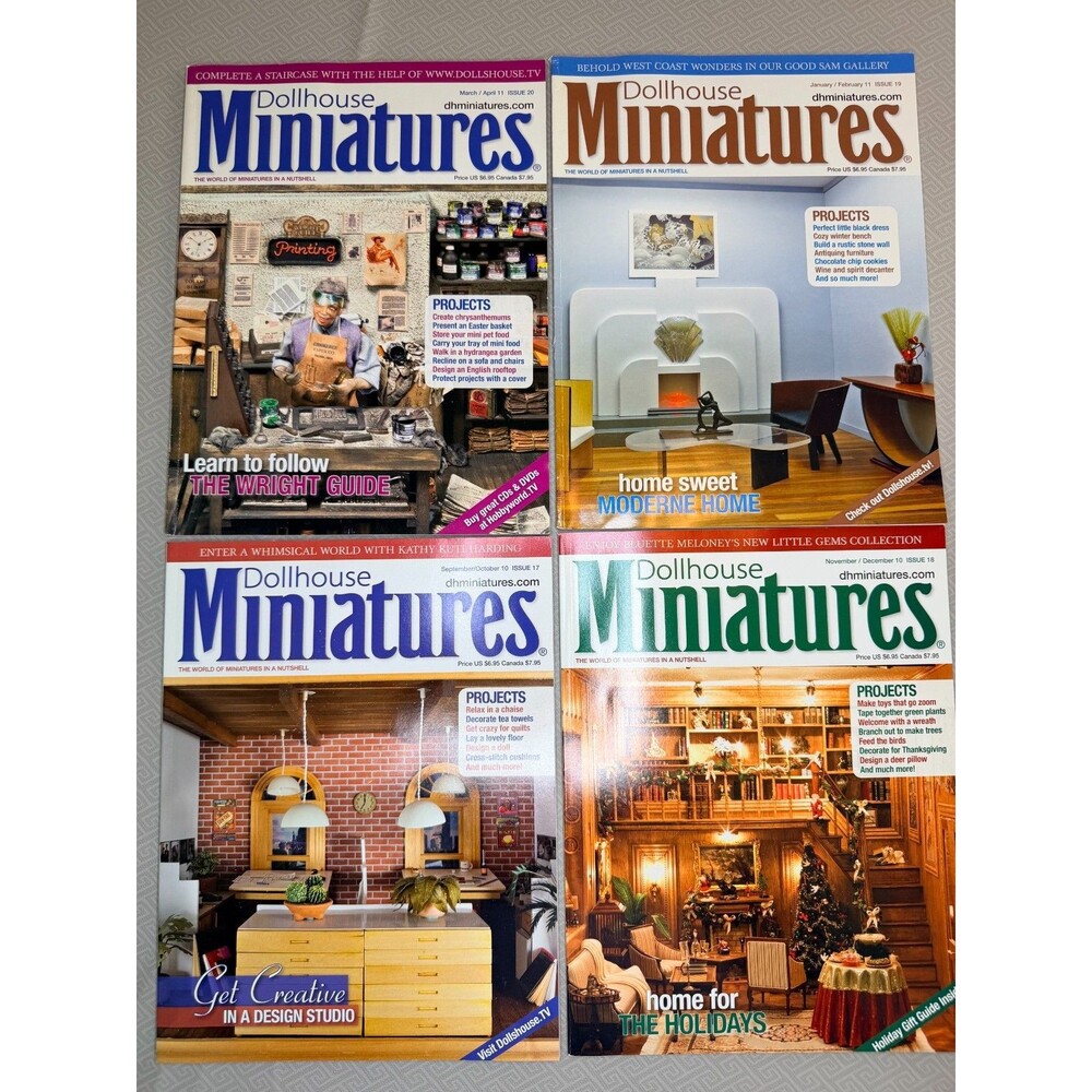 Lot of 4 Dollhouse Miniatures Magazines Sept 2010 - April 2011; Issues 17-20
